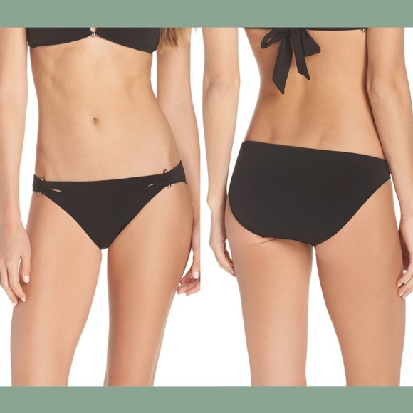 NEW Robin Piccone Luca Cutout‎ Bikini Bottoms in Black [SZ Medium ] - Picture 1 of 12